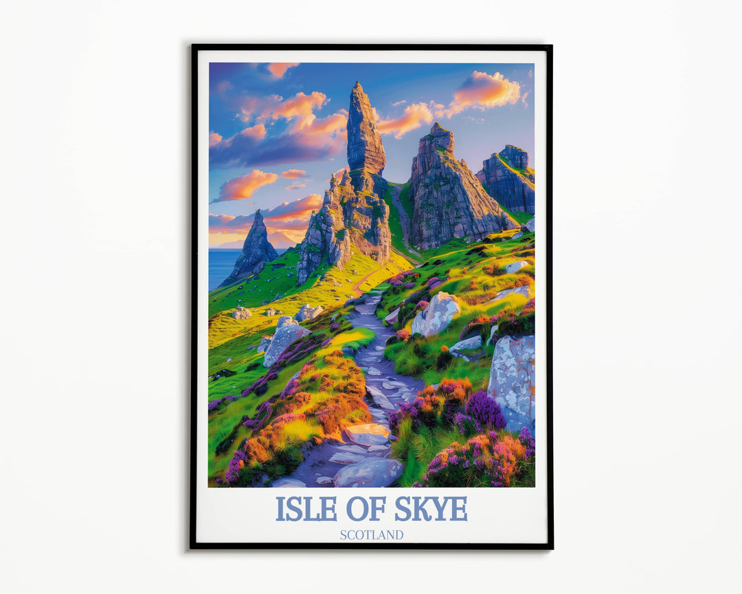 A charming Isle of Skye photo print displaying the picturesque villages and rolling hills, perfect for adding a quaint and cozy element to your decor.