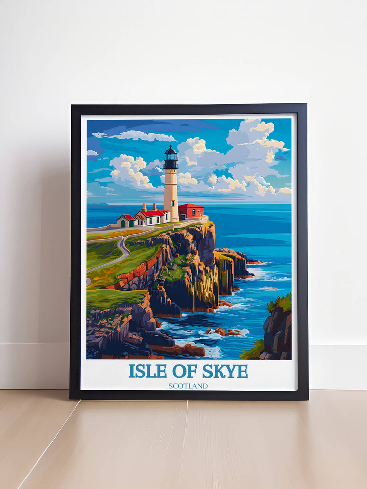Artistic rendition of Isle of Skye landscape in lush greens and deep blues, ideal for adding a touch of nature to any room.