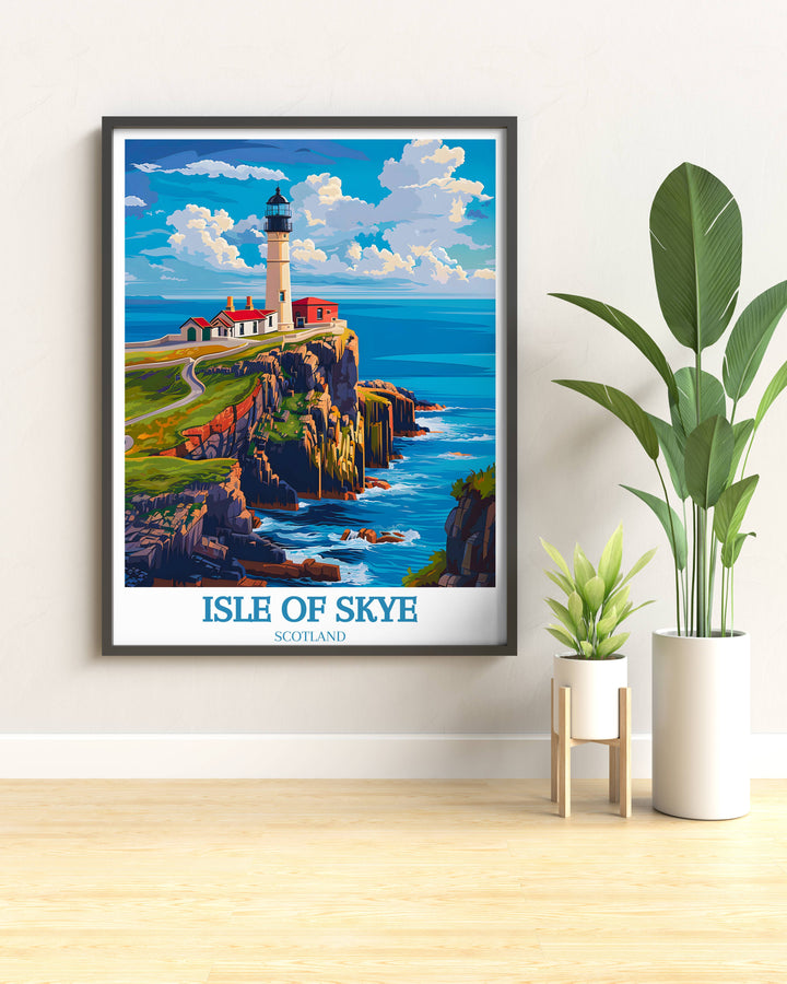 Dynamic photograph of the Isle of Skye coastline under stormy skies, offering a dramatic and compelling piece of wall art.