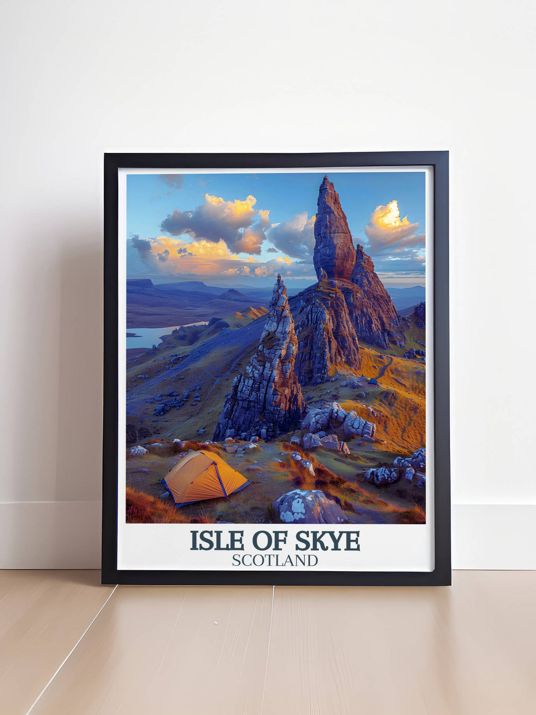Elegant Scotland poster featuring the serene landscapes of the Isle of Skye, ideal for art lovers and travelers alike