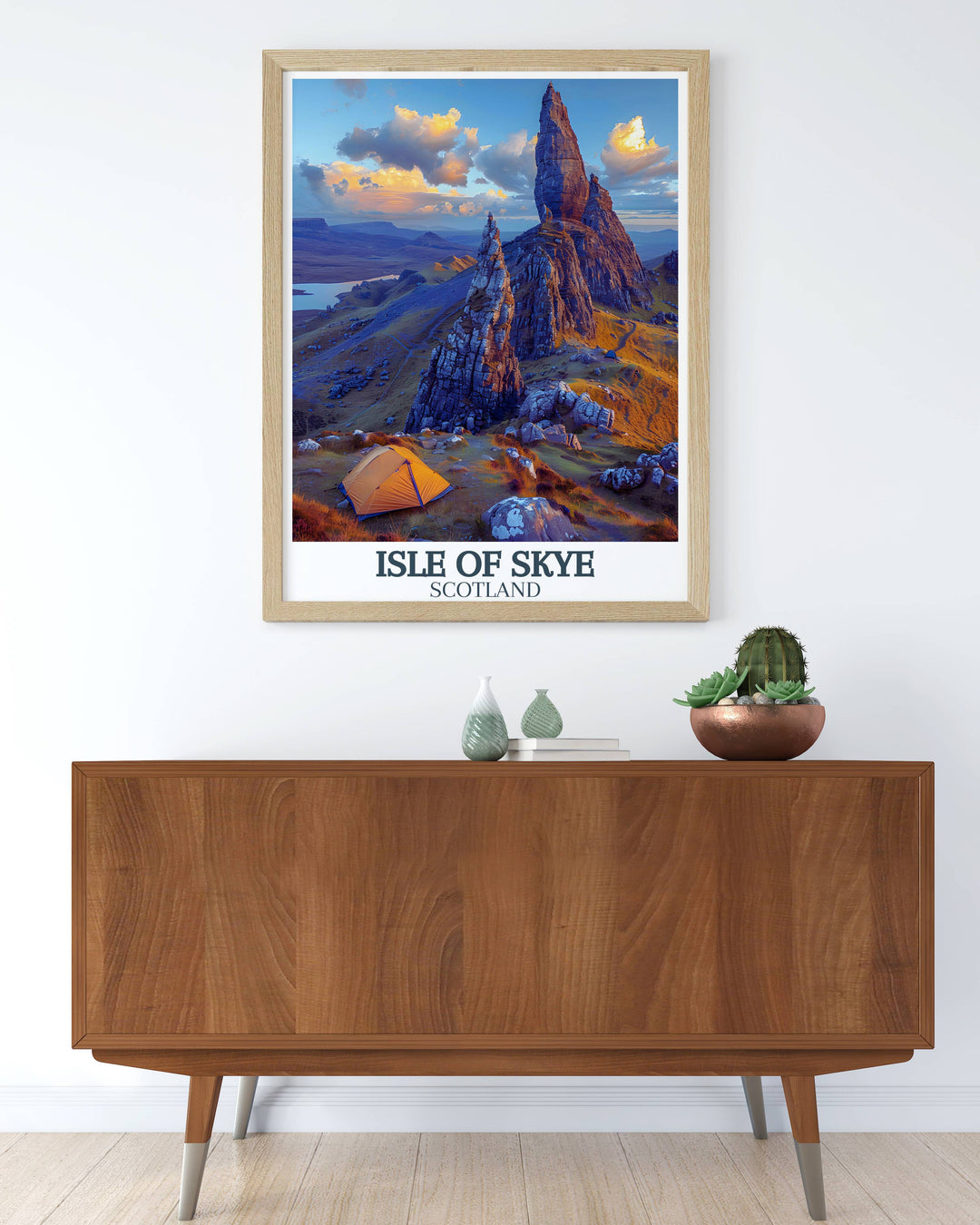 Old Man of Storr Arts and Travel Poster, merging dramatic landscapes with artistic flair, a must-have for any collector