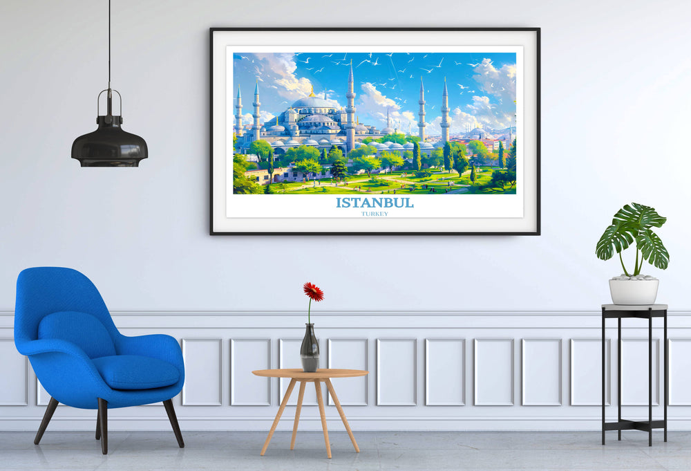 Detailed Turkey travel print featuring iconic Turkish landscapes, ideal for decorating a travel enthusiast’s home or office.