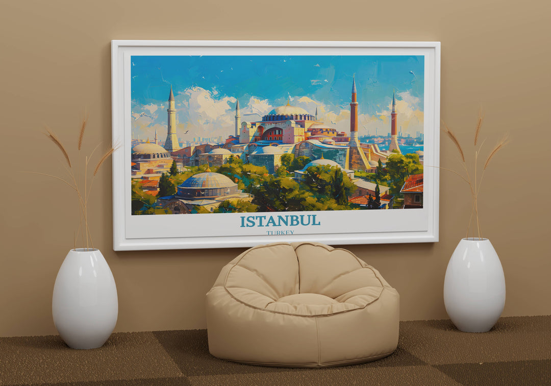 Hagia Sophia artwork brings the majestic splendor of Istanbuls historic gem to life, adding a touch of elegance and sophistication to any space.