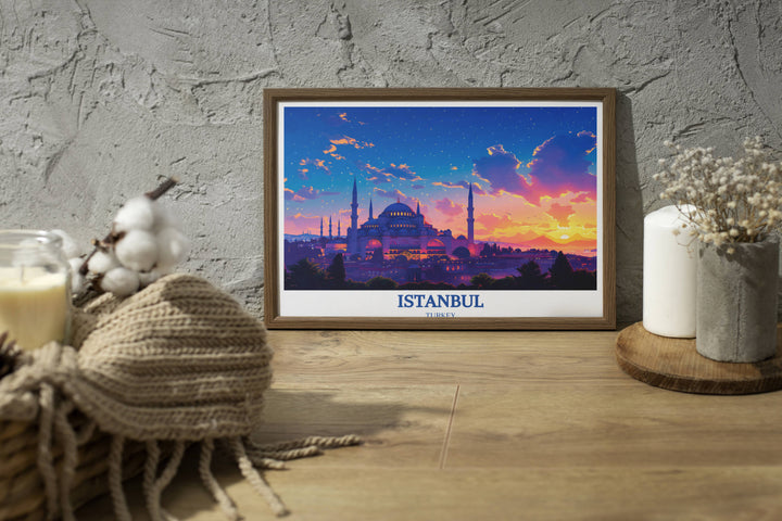 Art print of Hagia Sophia showcasing the grandeur of Istanbuls historic gem, adding elegance to any space.