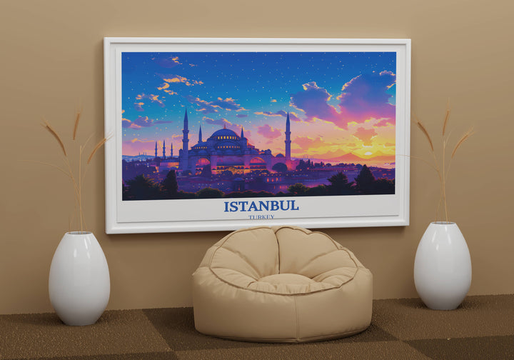 Art print of Hagia Sophia capturing the essence of Istanbuls cultural heritage and architectural splendor.