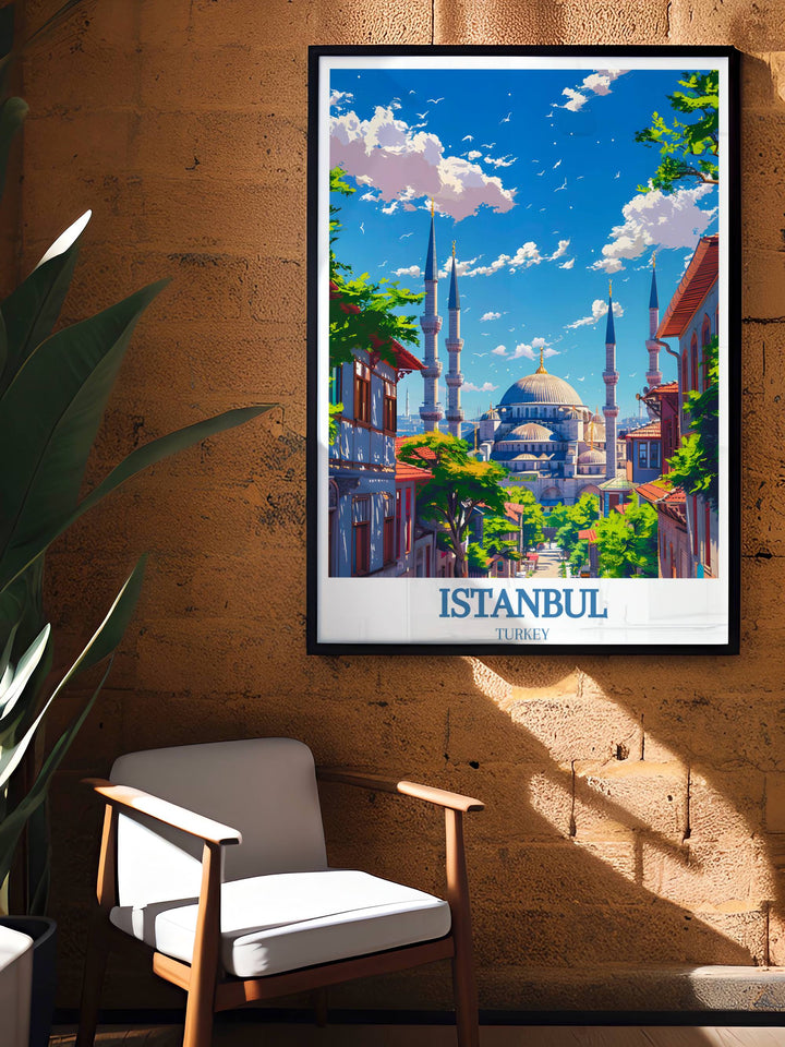 Istanbul gift featuring a detailed architectural drawing of the Blue Mosque, perfect for collectors and enthusiasts of Turkish art.