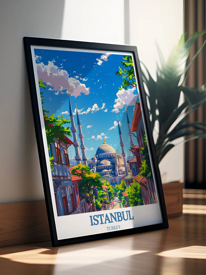 Istanbul gift featuring a detailed architectural drawing of the Blue Mosque, perfect for collectors and enthusiasts of Turkish art.