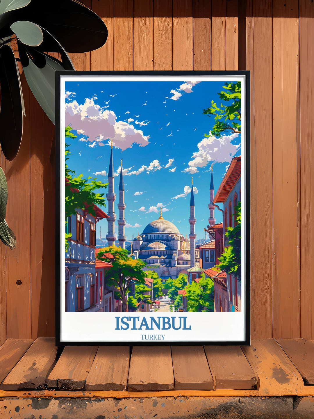 Close-up of the Blue Mosque in a Turkey art print, capturing the intricate details of its tiles and carvings.
