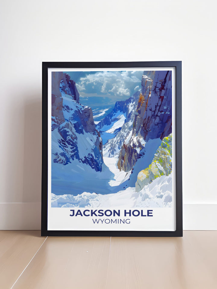 Home decor piece depicting the thrilling ski slopes of Corbets Couloir, ideal for ski enthusiasts and winter sports lovers