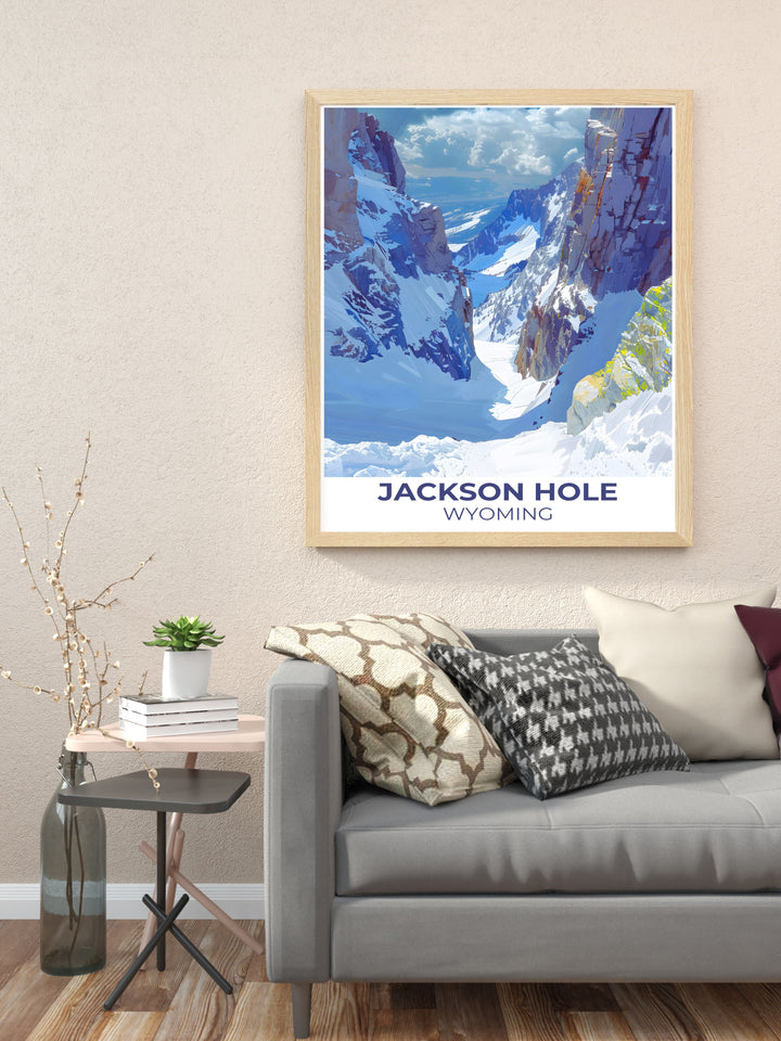 Wall art of Jackson Holes serene winter scenes, showcasing snow covered landscapes and peaceful quiet