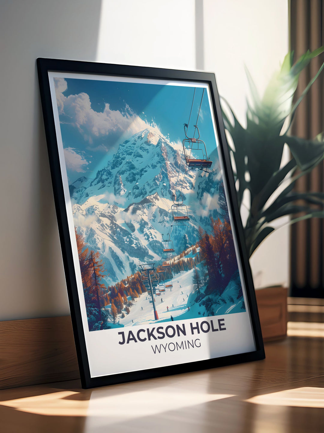 Vintage poster of Wyoming featuring historical art style and iconic landscapes from Jackson Hole and Yellowstone