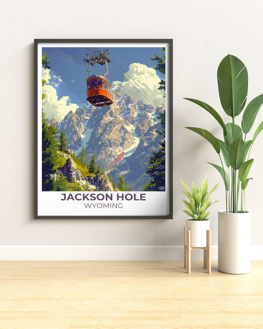 Jackson Hole poster focusing on the iconic vistas of Teton Mountains ideal for collectors of travel and nature art