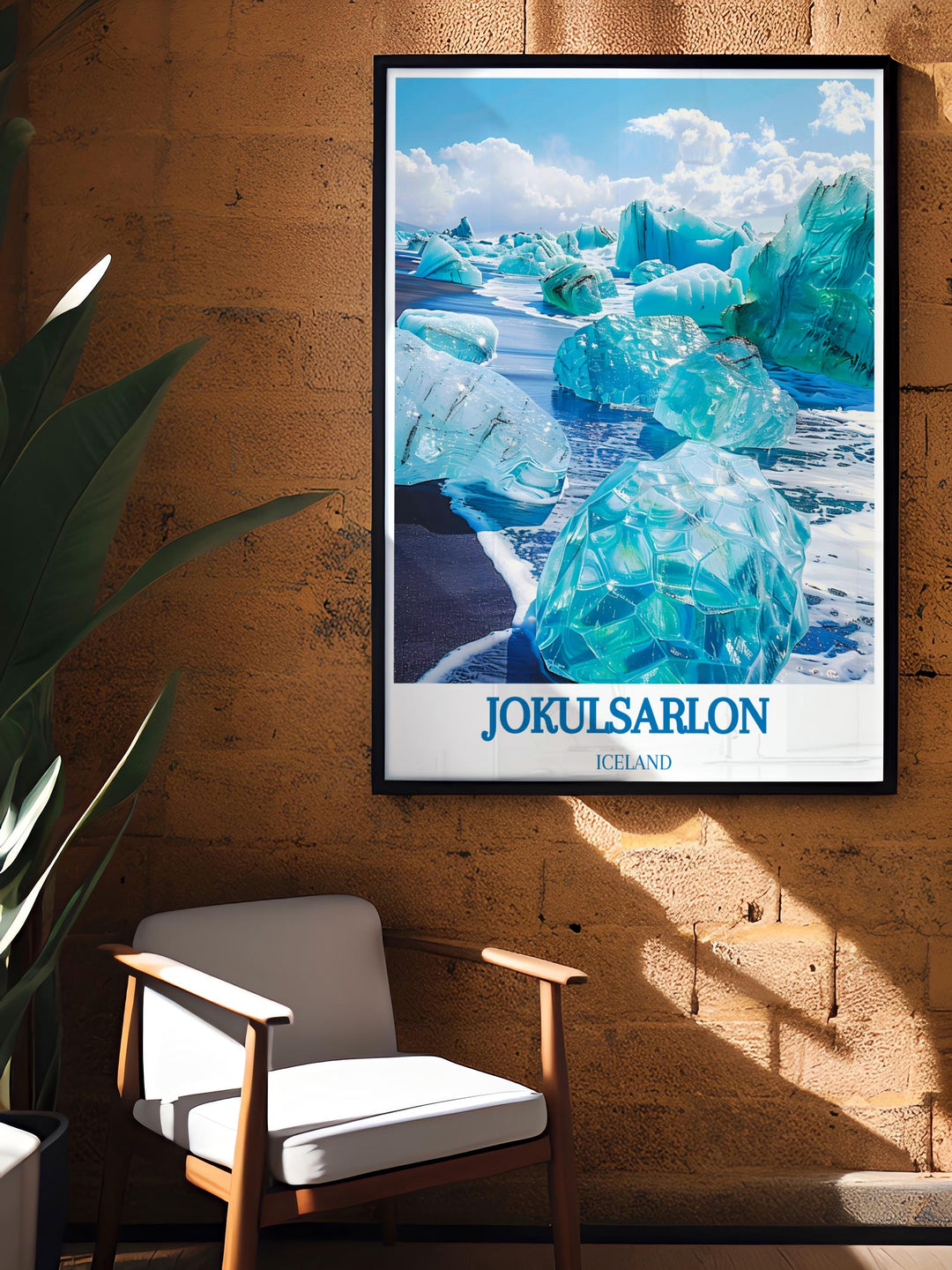 Customizable print of Icelandic landscapes tailored to capture the essence of Jokulsarlon and its surrounding nature