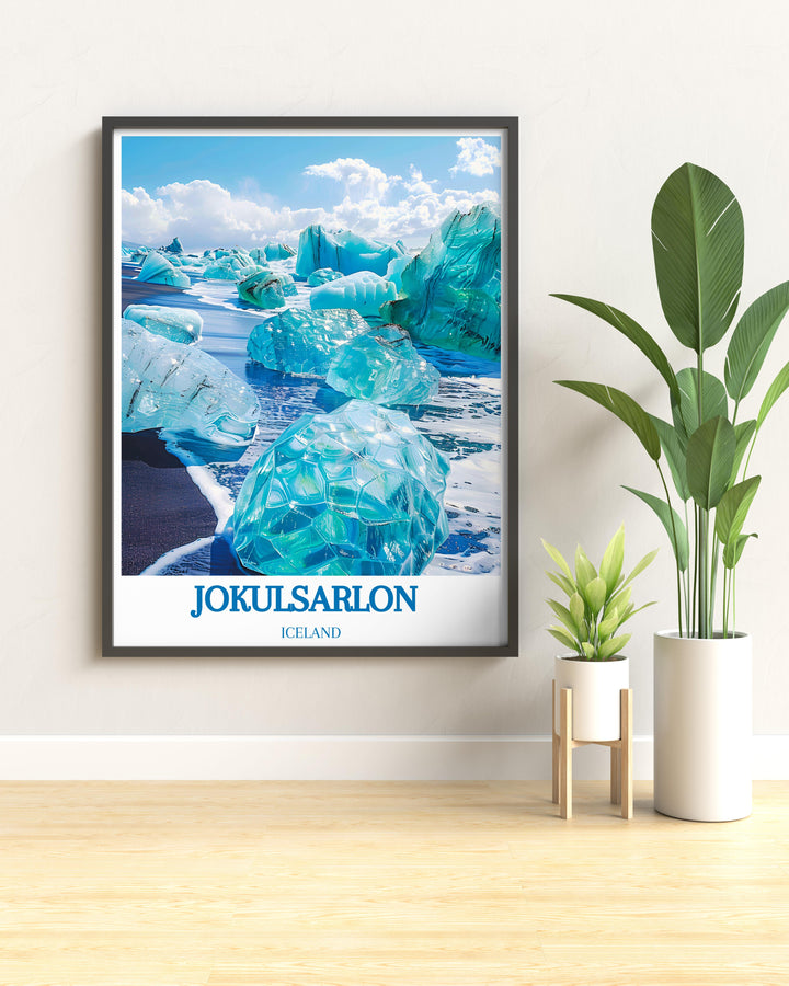 Custom print of the Northern Lights over Jokulsarlon offering a vivid display of natures beauty in your living space