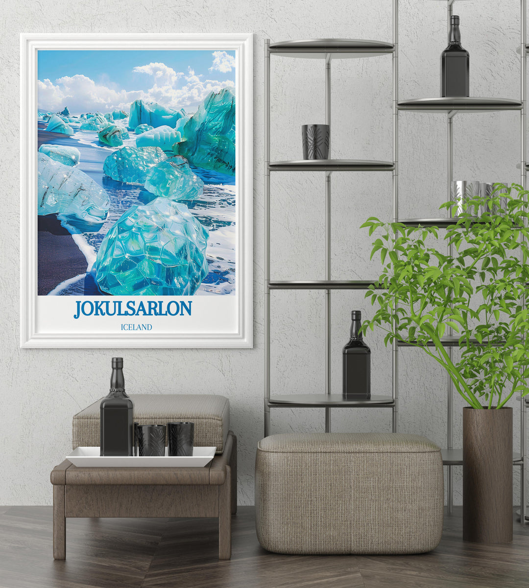 Canvas art of Iceberg Lagoon in Jokulsarlon capturing the majestic ice formations ideal for offices or study areas