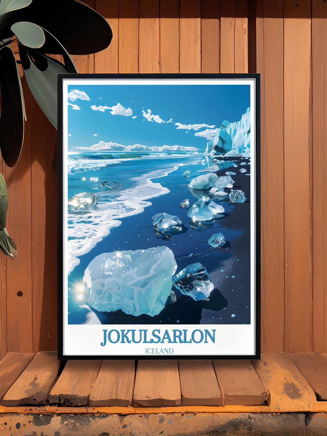 Capture the serene beauty of Diamond Beach jokulsarlon with this wall art, featuring icebergs floating gracefully on the tranquil waters of Jokulsarlon Glacier Lagoon