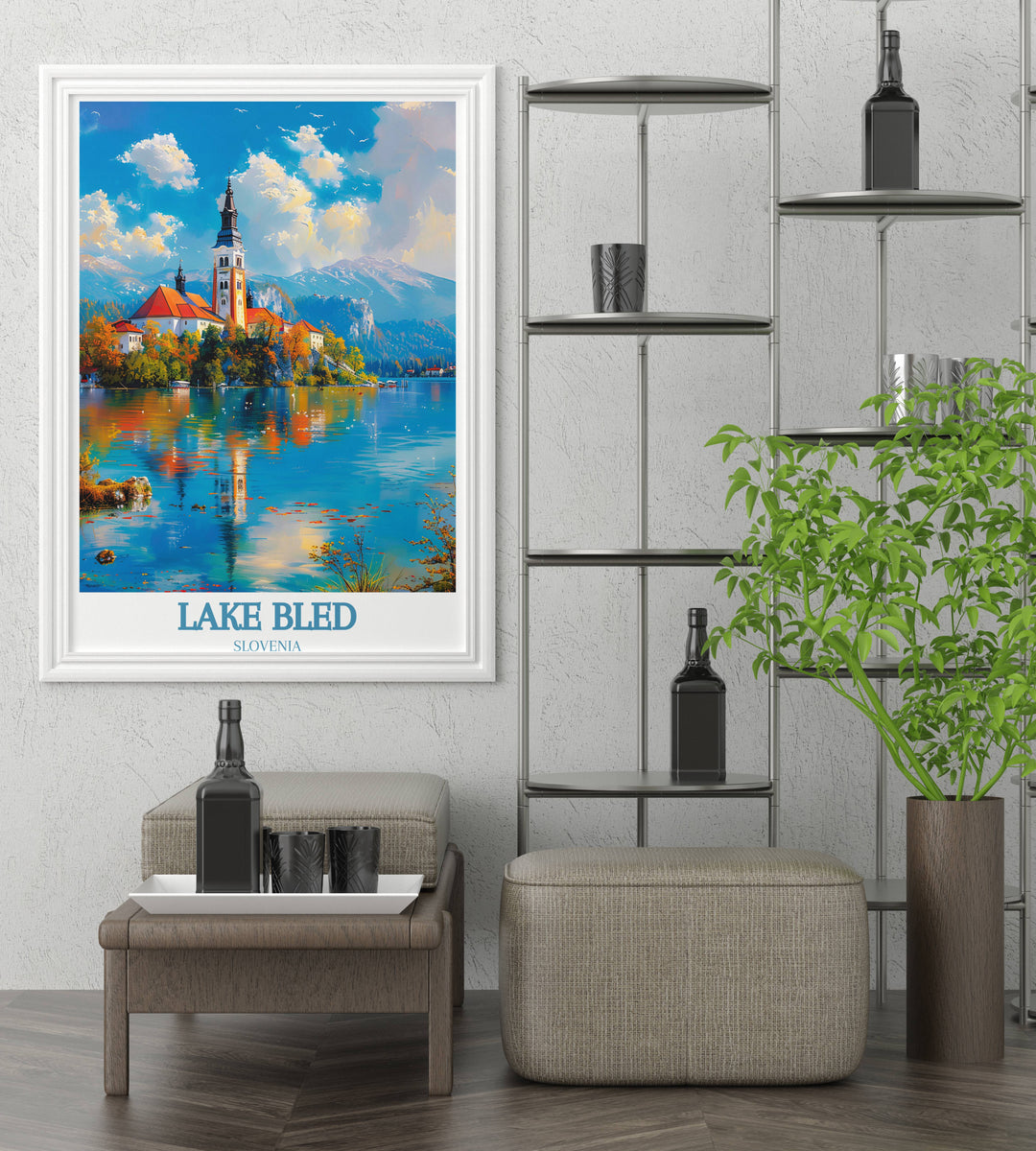 Classic view of Bled Island with its serene setting and reflective waters an excellent choice for Lake Bled Wall Print in living spaces