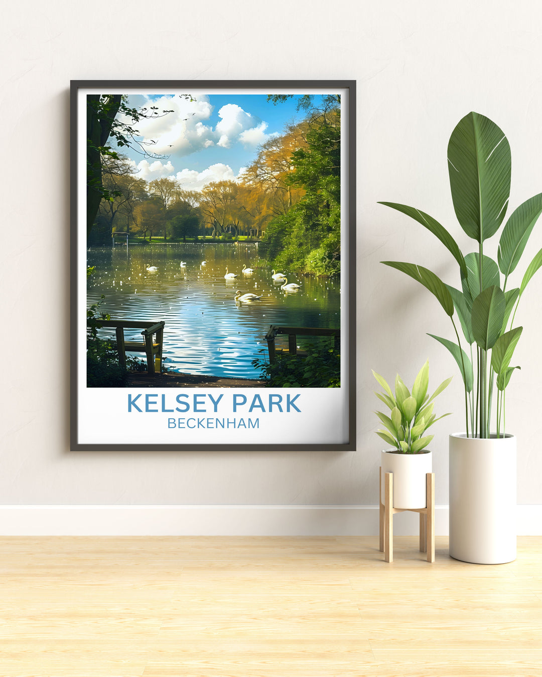 Framed print of Beckenham showing the historic manor and public greens vibrant with natural beauty and cultural heritage