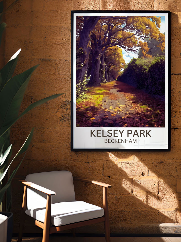 London park posters capturing the peaceful ambiance and recreational appeal of Kelsey Park suitable for urban dwellers