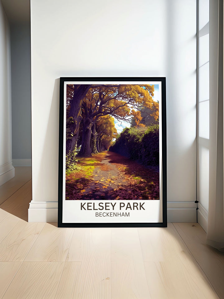 Vibrant wall art of Kelsey Park showcasing its extensive green fields and recreational areas perfect for adding a touch of nature to any room