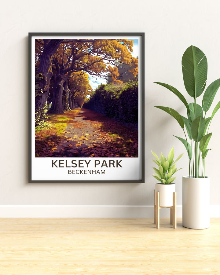 Wall decor focusing on the serene pathways and autumn colors of Kelsey Parks woodland walks suitable for enhancing living spaces