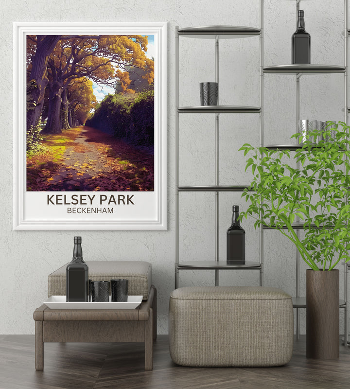 Framed print of Kelsey Parks winter landscape showcasing frost covered trees and quiet, snow-laden paths ideal for seasonal decorating