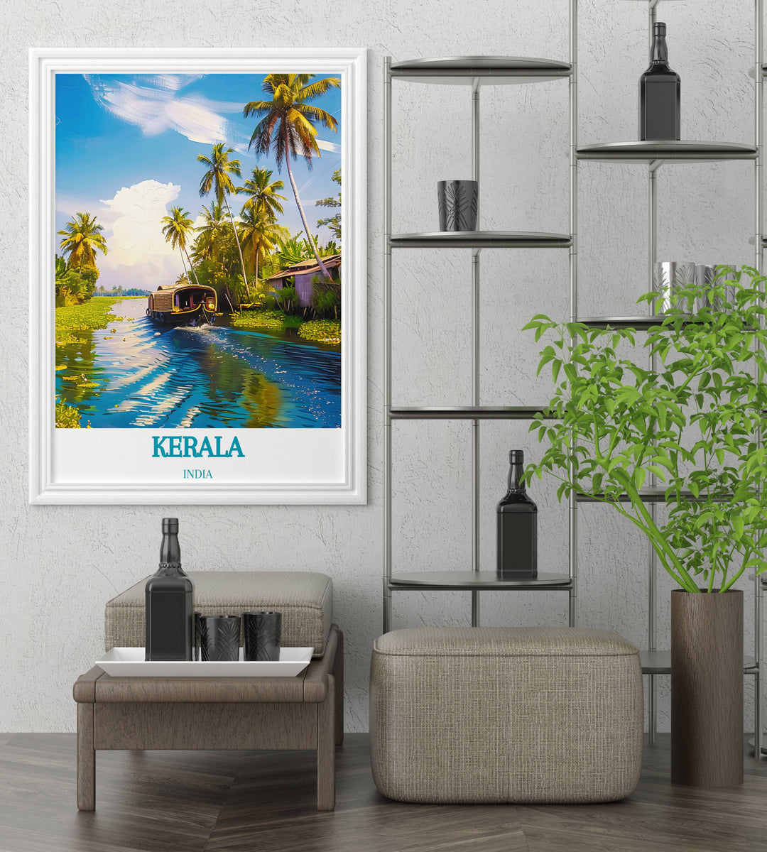 Customizable Kerala India art print focusing on personal favorite landmarks or scenes ideal for gifting or personal collections