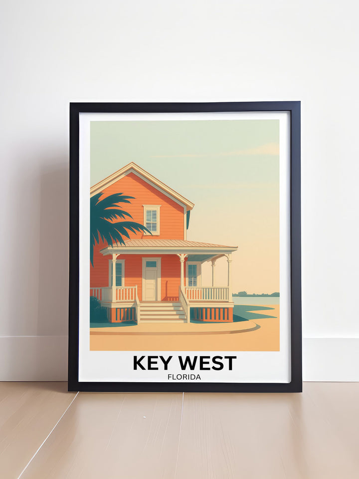 A detailed close-up of the framed poster print highlighting the sharp, clean lines and vibrant teal and pink color palette.