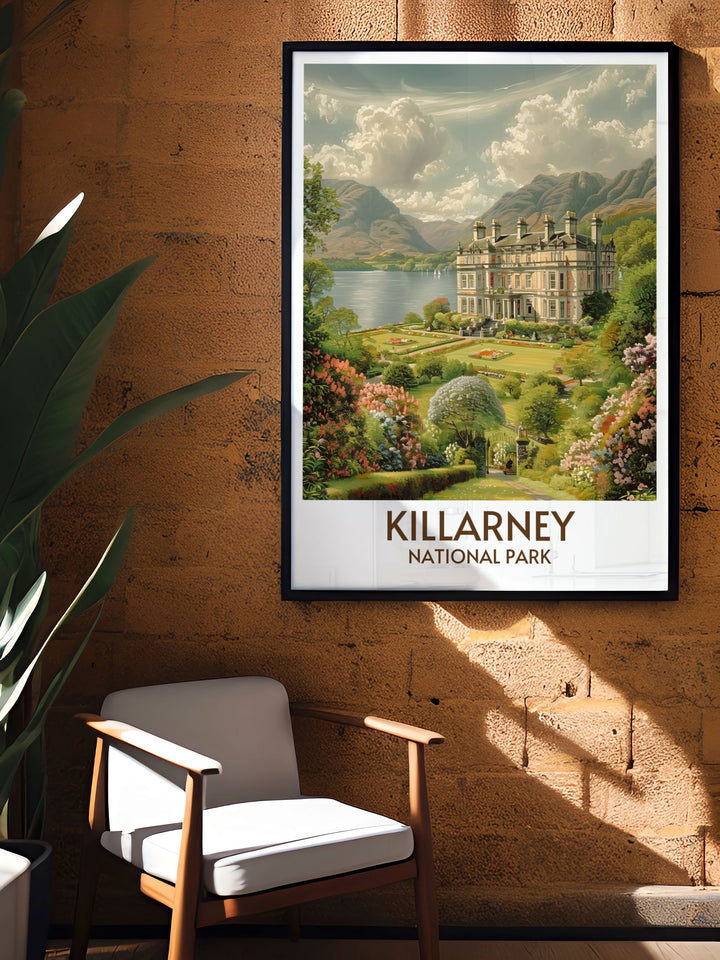 Muckross House vintage poster, a perfect gift for those who love Irish culture and vintage art styles.
