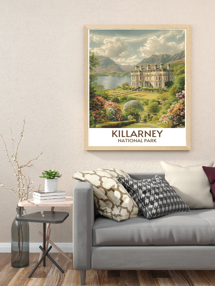 Gallery wall art of Muckross House in autumn, showcasing the changing leaves and historic estate in vibrant colors.