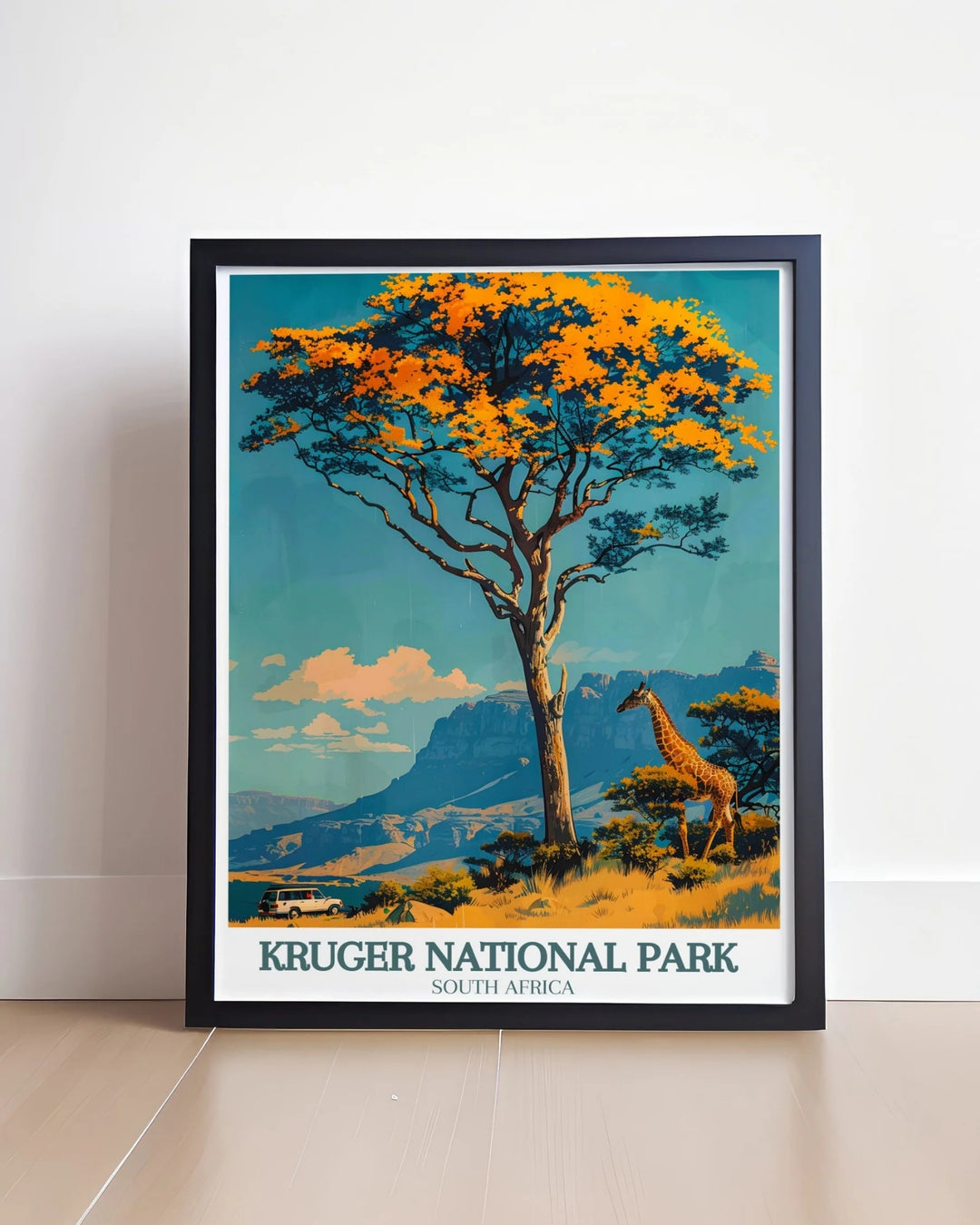 This detailed art print celebrates the natural beauty and rich biodiversity of the African savannah, showcasing its vast open landscapes. Ideal for nature lovers, this poster brings the breathtaking beauty of Africa into your decor.
