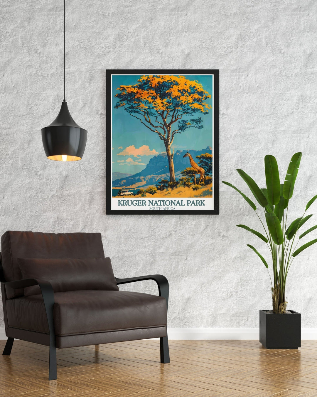 Journey into the heart of Africa with this stunning depiction of Kruger National Park, home to the Big Five and an array of diverse wildlife. Perfect for nature enthusiasts, this artwork captures the spirit of the African bush.