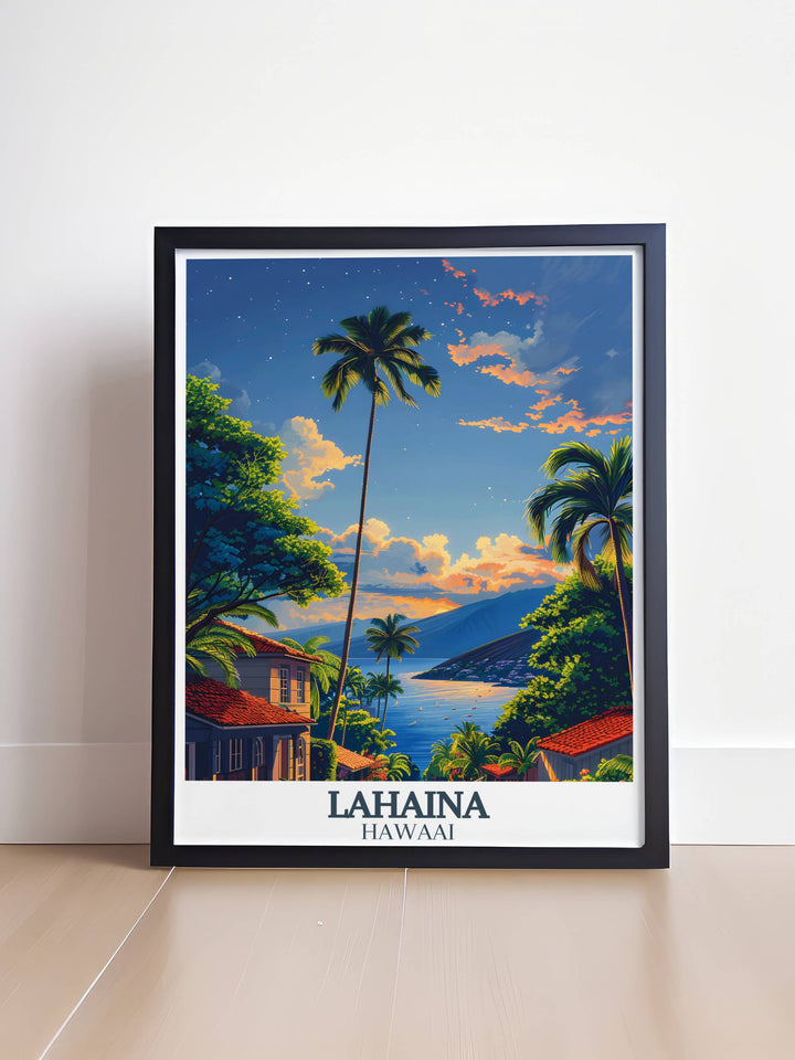 Vibrant canvas art of Lahaina Hawaii capturing the essence of Hawaiian beaches and lush landscapes ideal for tropical wall decor.