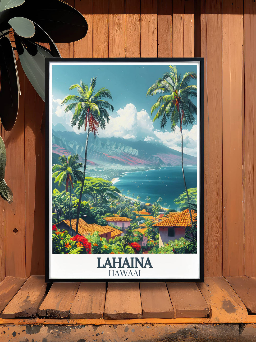 Gallery quality Lahaina wall art showcasing detailed artwork of Hawaiian landscapes and cultural scenes, perfect for home or office decor.