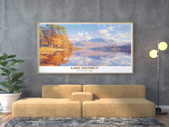 Lake District print showcasing the rugged terrain and natural beauty of the national park, ideal for outdoor lovers.