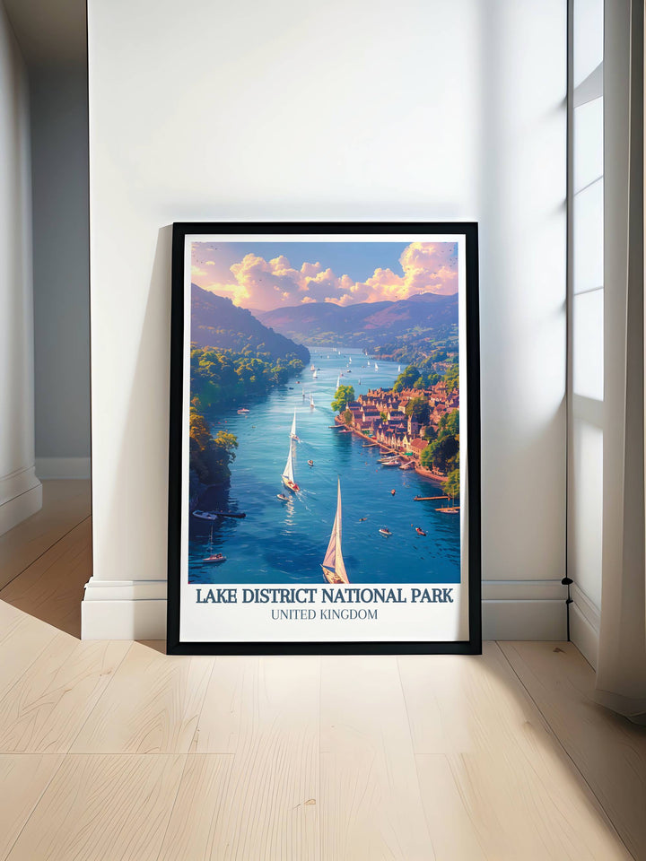 Wall art of Lake District National Park showcasing sweeping views of lush valleys and tranquil lakes, perfect for enhancing any living space with natural beauty.