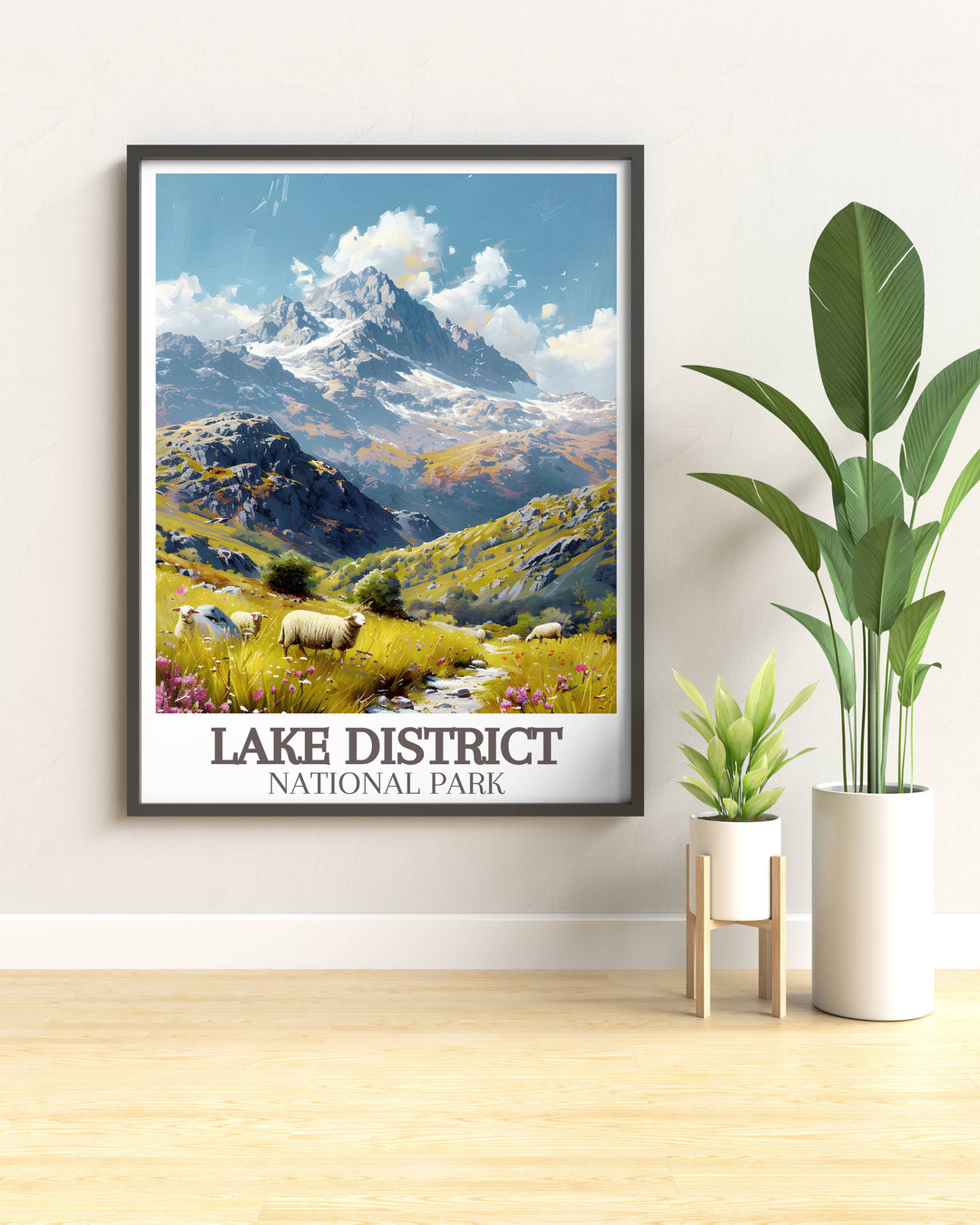 Canvas art of Lake District showcasing Windermeres peaceful shores and historic villages, great for adding a touch of British elegance.