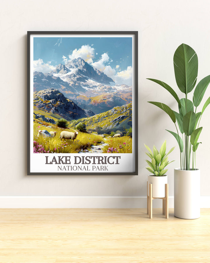 Canvas art of Lake District showcasing Windermeres peaceful shores and historic villages, great for adding a touch of British elegance.