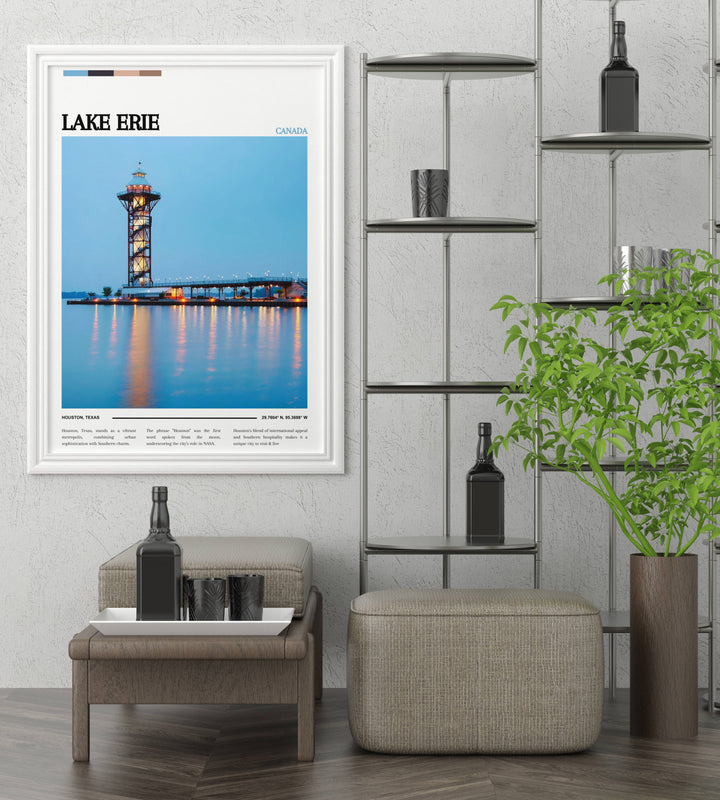 Travel poster print of Lake Erie, perfect for decorating a travel enthusiast’s home or office