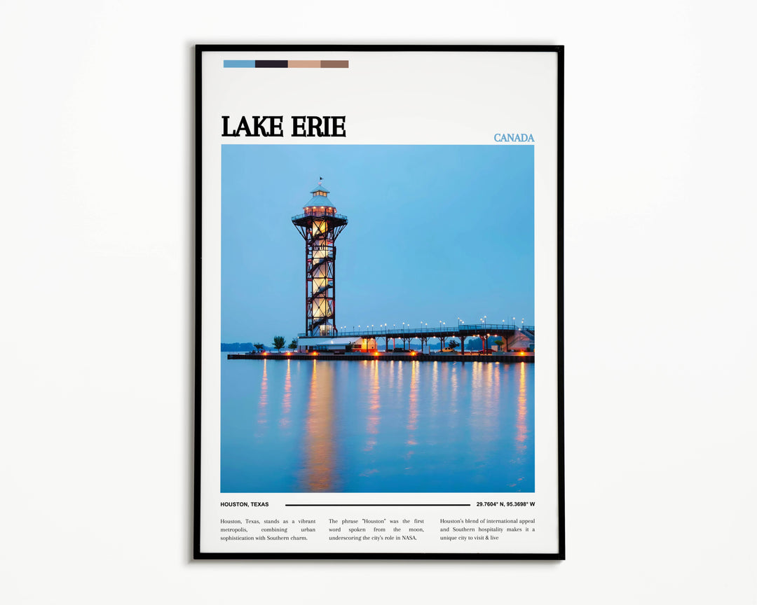 Lake Erie photo print with detailed imagery of the lake’s tranquil waters, suitable for a calming bedroom setup