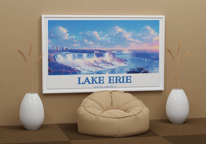 Lake Erie sunset print, showing the lakes peaceful evening scenery, ideal for creating a calming atmosphere in your home.