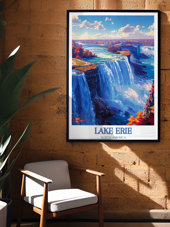 Lake Erie city map art print, combining urban charm with lake views, perfect for urban planners or city lovers.