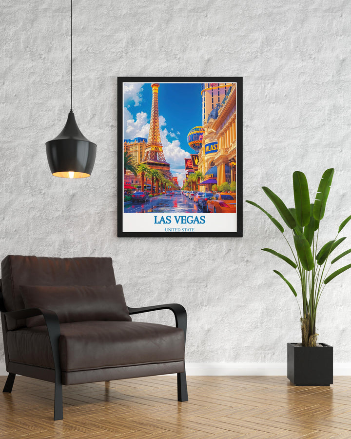 Las Vegas city map art print, offering a detailed and artistic representation of the citys layout, ideal for locals and visitors alike.