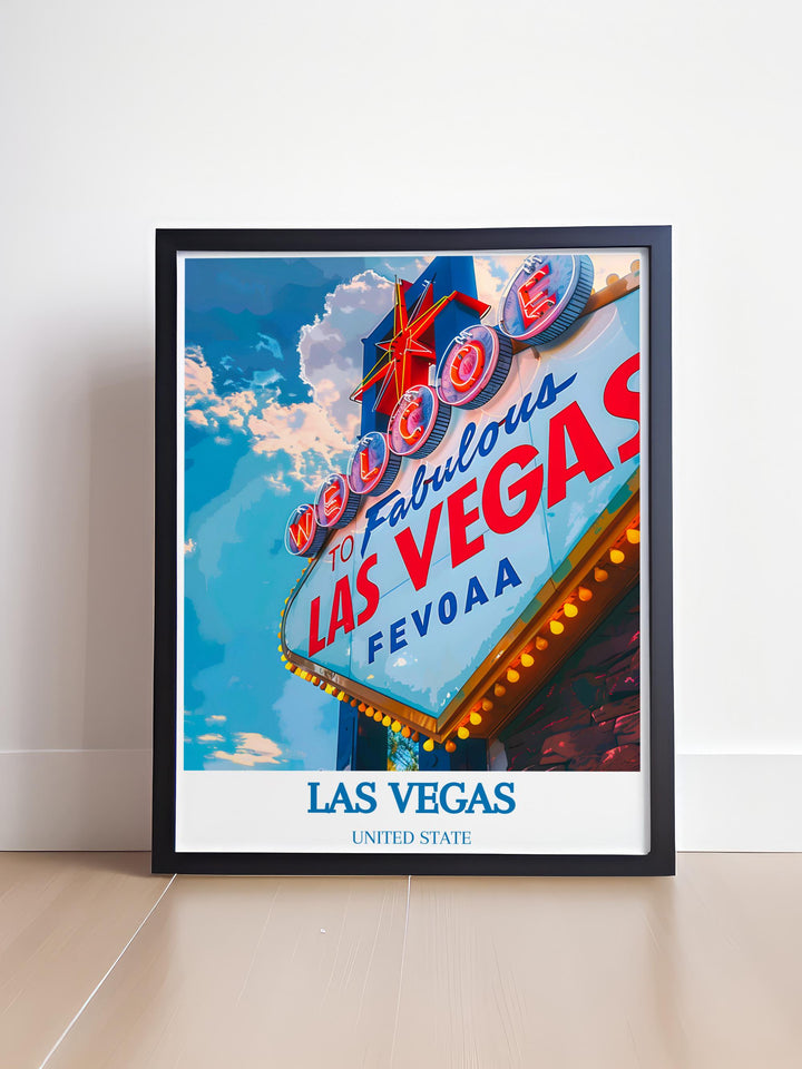 Wall art of the iconic Las Vegas Sign, capturing its historic charm and allure, ideal for fans of classic Americana.