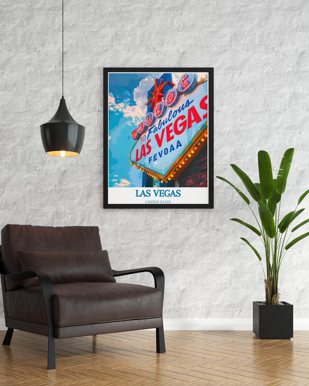 Las Vegas skyline print, ideal for bringing the excitement of Sin City into your living room or workspace.