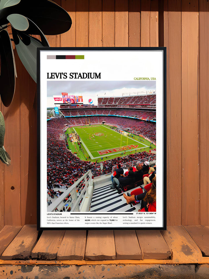 Stunning NFL Stadium Poster that brings the action of San Francisco 49ers football games into your home decor, featuring detailed imagery of the stadium filled with enthusiastic fans.