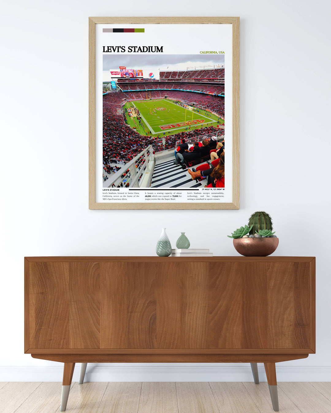 High-resolution wall art of Levi Stadium, capturing the essence of NFL games and the passion of San Francisco 49ers fans, designed to inspire and energize any room.