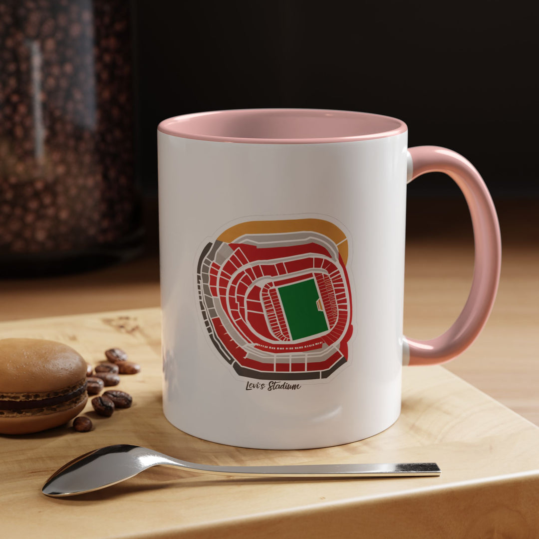 A pink Levi’s Stadium mug printed with a clean, high-detail stadium design, captured in soft lighting to highlight its playful and expressive personality. Perfect for fans who want to combine team loyalty with a vibrant, personal touch while enjoying hot drinks at home, work, or during game-day gatherings.