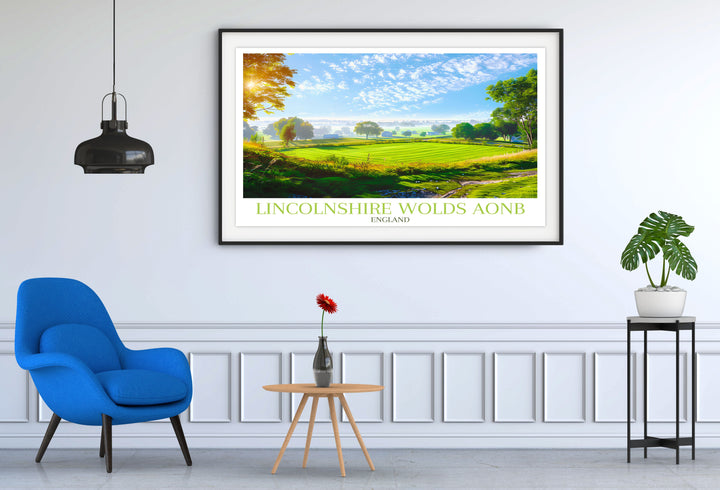 Canvas featuring the panoramic beauty of the Lincolnshire Wolds during autumn, ideal for seasonal home decor.