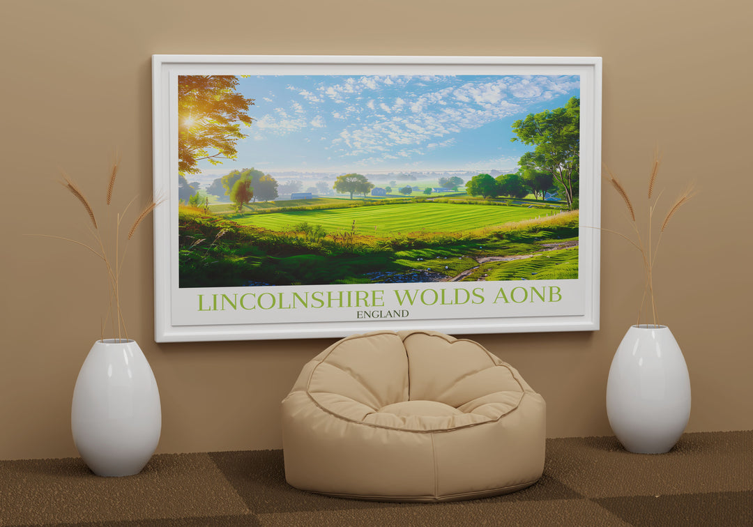 Lincolnshire travel print, inviting viewers to explore the hidden gems of rural England, perfect for adventurers.